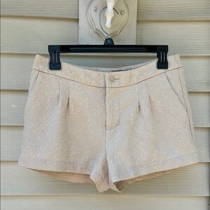 Cream High Waist Textured Shorts